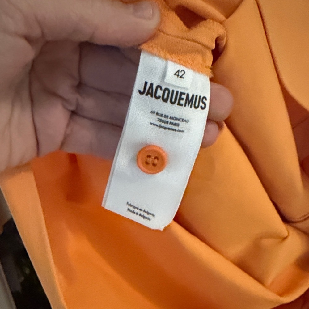 Jacquemus Vibrant Orange Draped Button-Up Dress - Picture 2 of 5
